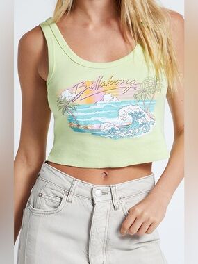 Billabong Lime Green Graphic Crop Top